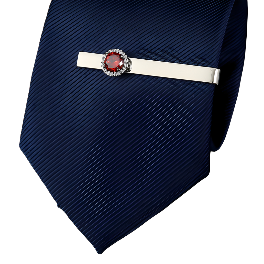 Amparo Miranda® Spona na kravatu Crystal KS608, Barva stříbrná-červená